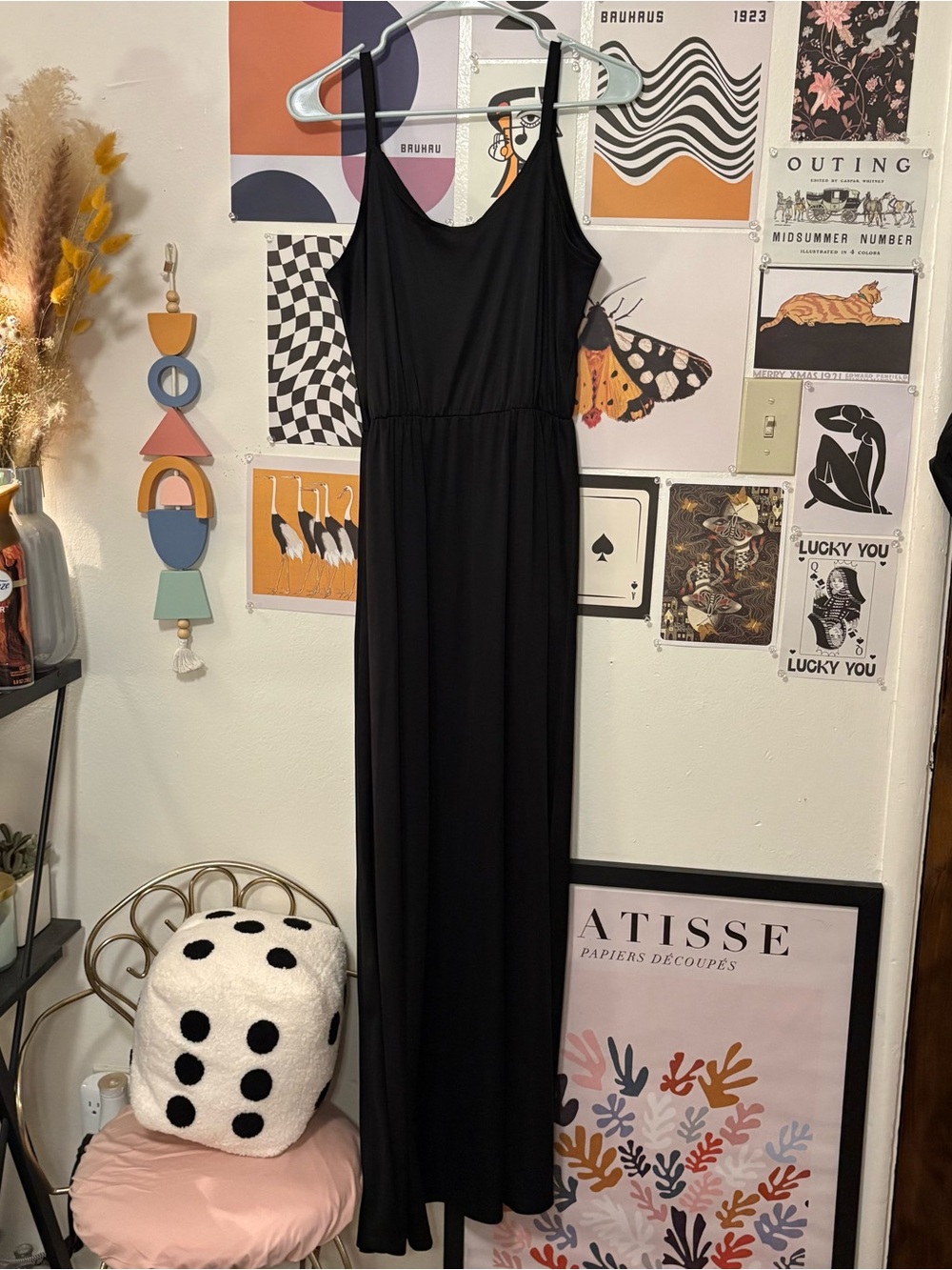 Vintage Black Maxi Dress 90s Minimalist Medium - Picture 8 of 9
